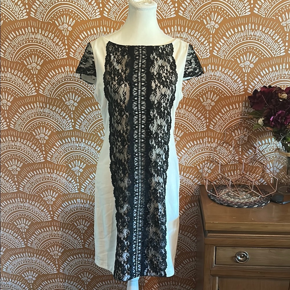 Muse Black Lace and White Dress